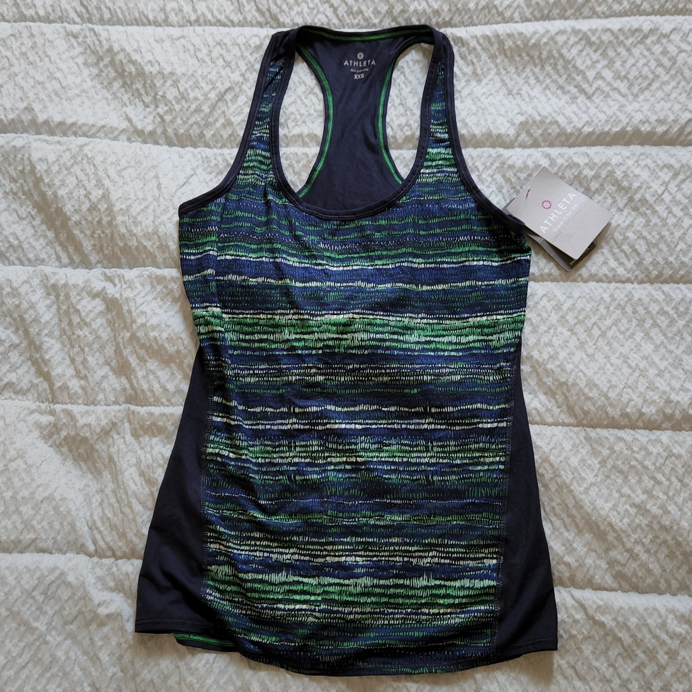 NWT) Athleta Chi Tank Top Retreat Print Stripe Racerback XXS